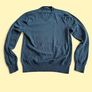 Saks Fifth Avenue Blue Extra Fine Merino Wool Knit Sweater